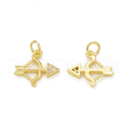 Rack Plating Brass with Cubic Zirconia Charms KK-C011-54G-1