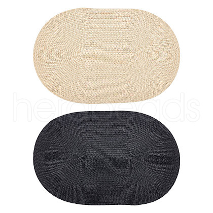 2Pcs 2 Colors Polyester Imitation Straw Oval Hat Base for Millinery AJEW-FG0002-83-1