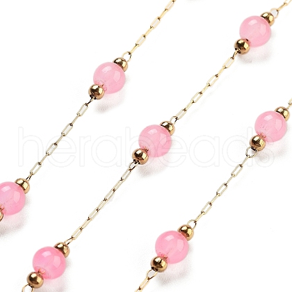 Handmade Round Dyed Natural Malaysia Jade Beaded Chains CHS-P019-08G-F-1