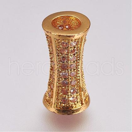 Brass Micro Pave Cubic Zirconia Beads ZIRC-G087-29G-1