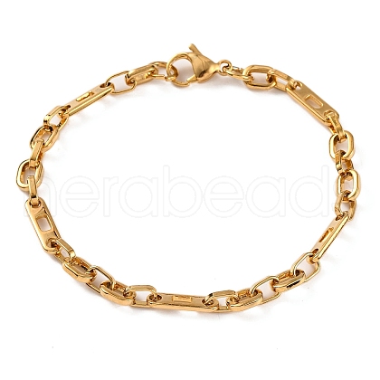 PVD Vacuum Plating 201 Stainless Steel Cable Chain Bracelets BJEW-B078-63G-1