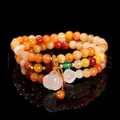 Natural Golden Silk Jade Round Beads Wrap Bracelets WG049BD-08-1