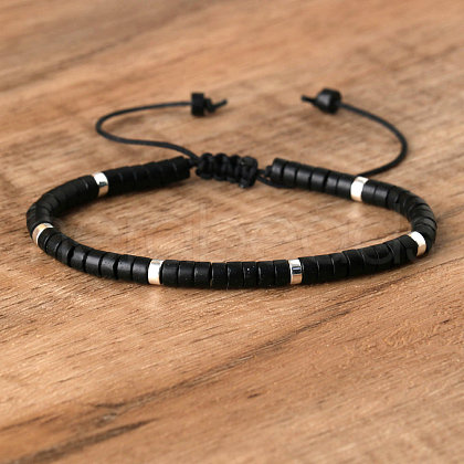 Natural Black Stone Beaded Braided Bracelets QH4784-29-1