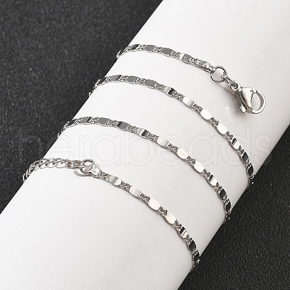 Brass Oval Link Chain Necklaces for Women NJEW-D302-26P-1