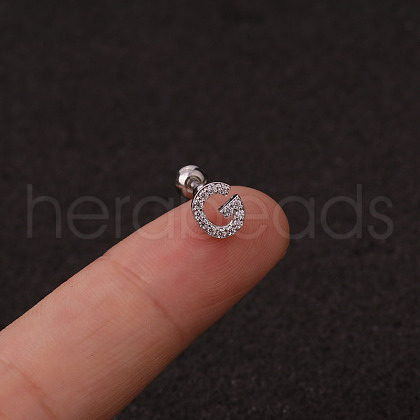 316L Surgical Stainless Steel Micro Pave Clear Cubic Zirconia Cartilage Earrings WG3A850-13-1