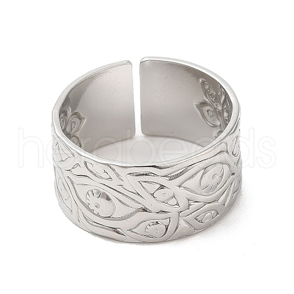 Non-Tarnish 304 Stainless Steel Eye Open Cuff Ring for Women RJEW-M149-35P-1
