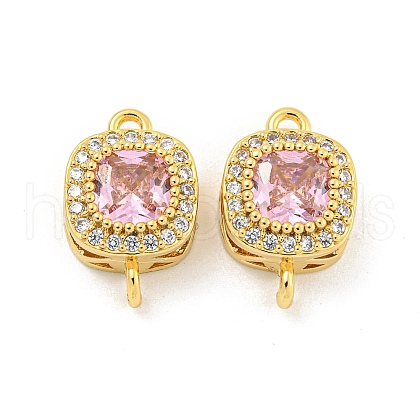 Brass Pave Cubic Zirconia Connector Charms KK-B096-05G-01-1