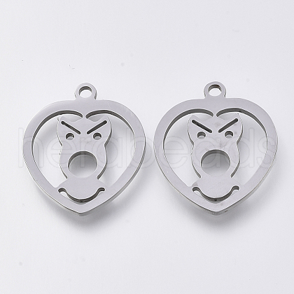 Non-Tarnish 201 Stainless Steel Puppy Pendants X-STAS-S110-054P-1