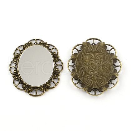Alloy Oval Mirror Big Pendants PALLOY-R068-31AB-NR-1