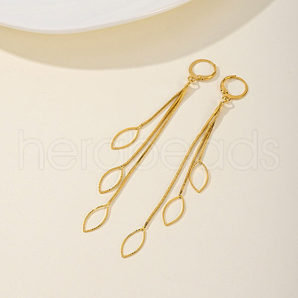 Fashionable Geometric Brass Earrings with Tassel Studs WN4550-3-1