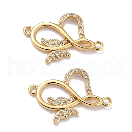 Brass Micro Pave Clear Cubic Zirconia Links Connectors ZIRC-A021-68G-1