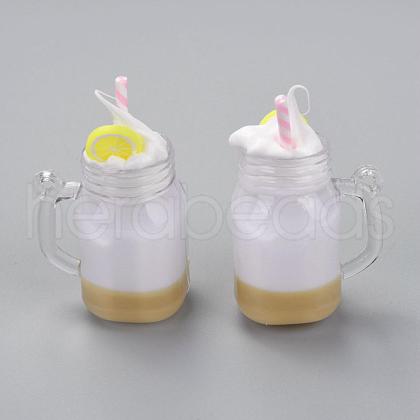 Fruit Theme Resin Bubble Tea Pendants RESI-WH0011-07E-1