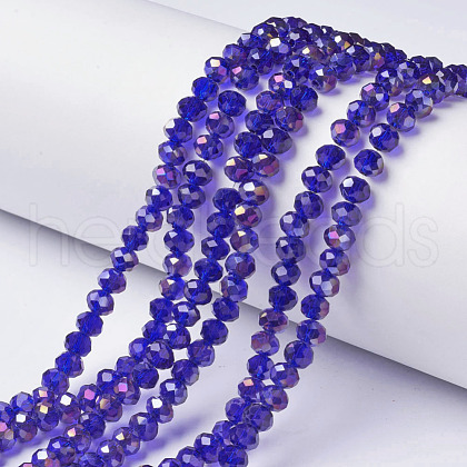Electroplate Transparent Glass Beads Strands EGLA-A034-T6mm-F15-1