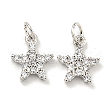 Rack Plating Brass Micro Pave Clear Cubic Zirconia Pendants KK-B093-12B-P-1