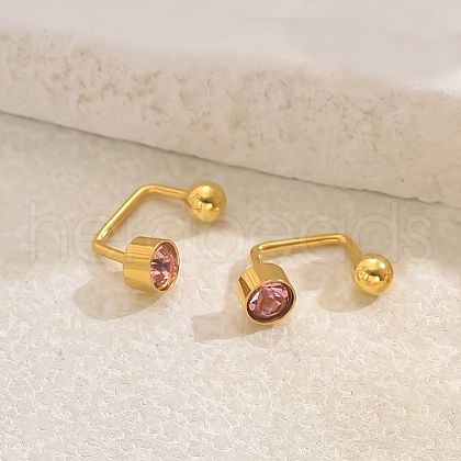 Stainless Steel Cubic Zirconia Stud Earrings QU1157-3-1