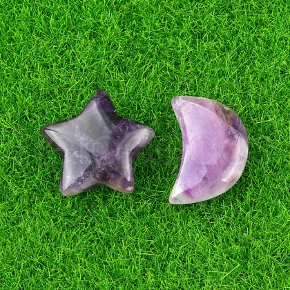 Natural Tiger Eye Healing Moon & Star Ornaments X1-PW-WG13036-05-1