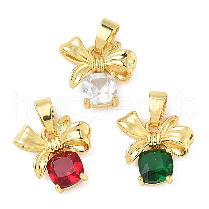 Brass Micro Pave Cubic Zirconia Pendants KK-I355-19G-1
