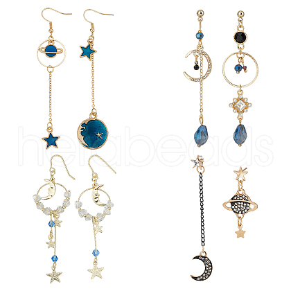 ANATTASOUL 4 Set 4 Style Alloy Dangle Earrings & Stud Earrings EJEW-AN0004-88-1