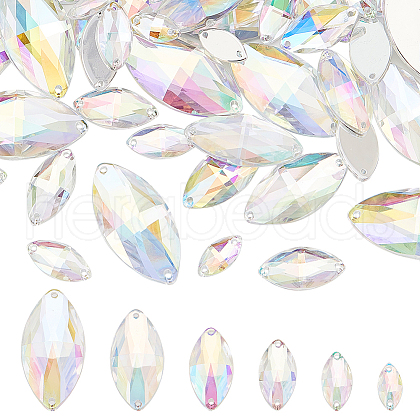ARRICRAFT 60Pcs 6 Styles Horse Eye Sew on Rhinestone ACRT-AR0001-01A-1