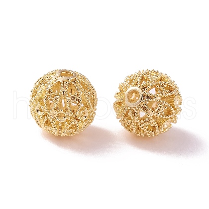 Brass Hollow Round Beads KK-P226-05CG-1