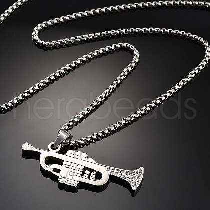 304 Stainless Steel Pendant Necklaces NJEW-H058-01P-1