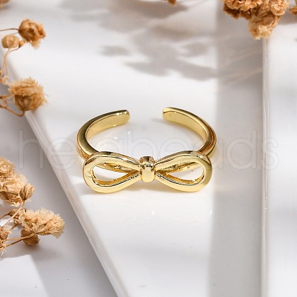 Rack Plating Brass Cuff Finger Rings for Women RJEW-M028-13G-1