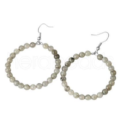 Fashionable Natural Spectrolite Hoop Earrings for Women KJ9273-4-1