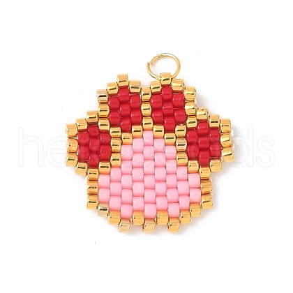 Handmade Glass Seed Beaded Paw Print Pendants PALLOY-MZ00604-03-1