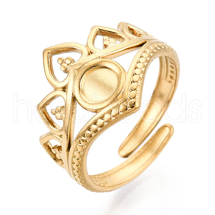 Crown 304 Stainless Steel Cuff Ring Components STAS-T066-43G-1