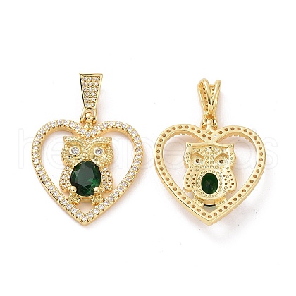 Brass Micro Pave Clear Cubic Zirconia Pendants ZIRC-F134-18G-02-1