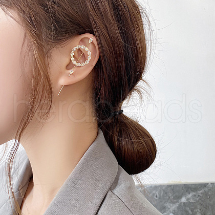 Brass Micro Pave Clear Cubic Zirconia Cuff Earrings WG54726-01-1