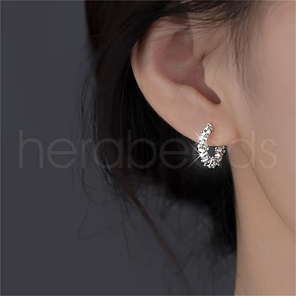 999 Sterling Silver C-shape Earrings for Women NT9247-2-1