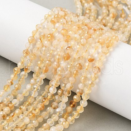 Natural Citrine Beads Strands G-L622-C05-4mm-B-1