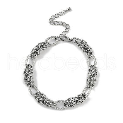 Anti-Tarnish 304 Stainless Steel Oval Ring Link Chain Anklets AJEW-A057-07P-1