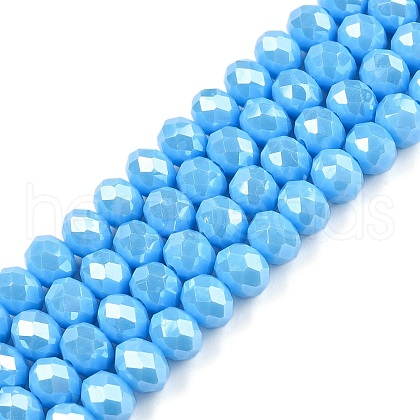 Electroplate Glass Beads Strands EGLA-A044-P8mm-A08-1
