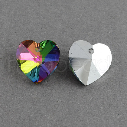 Heart Electroplated Glass Pendants EGLA-R082-04-1