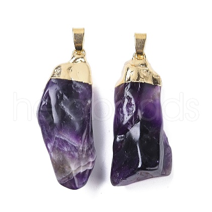 Natural Amethyst Pendants KK-F868-27G-1