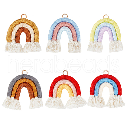 Olycraft 6Pcs 6 Colors Cotton Thread Pendant Decorations FIND-OC0003-65-1