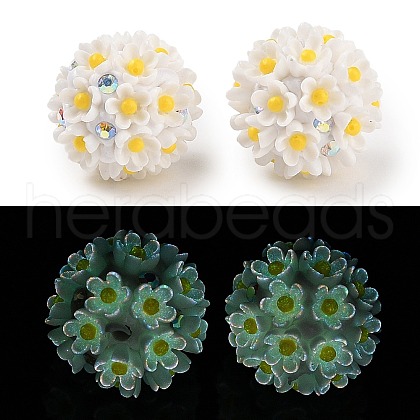 Handmade Luminous Polymer Clay Rhinestone Fancy Beads CLAY-H003-04C-1