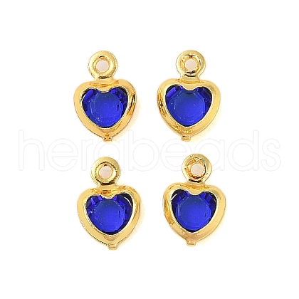 Heart Rack Plating Brass Glass Pendants KK-S385-01G-05-1