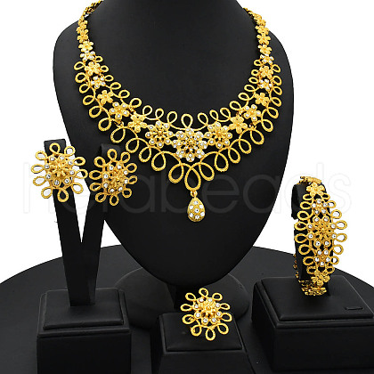 Flower Alloy Rhinestone Jewelry Sets FS-WG14E9A-01-1