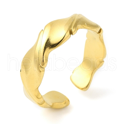 Twist 304 Stainless Steel Open Cuff Rings for Women RJEW-Z043-01G-1