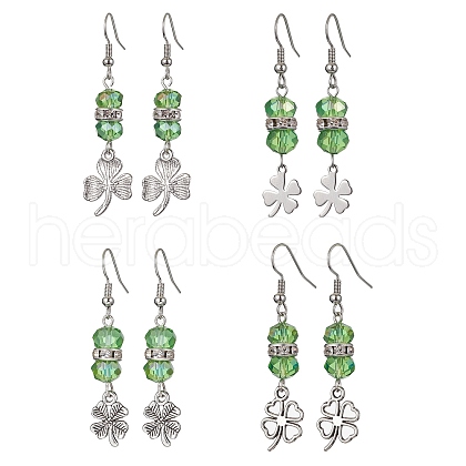 Alloy Clover Dangle Earrings EJEW-JE05539-1
