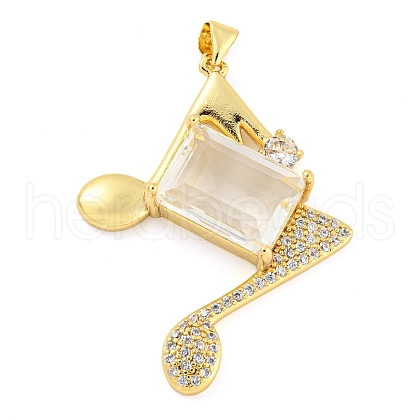 Rack Plating Brass Micro Pave Clear Cubic Zirconia Pendants ZIRC-L100-157G-01-1