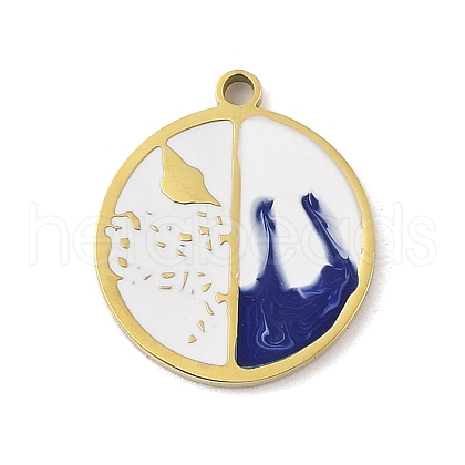 304 Stainless Steel Enamel Pendants STAS-U039-11G-1