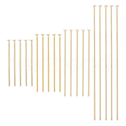 ANATTASOUL 160Pcs 4 Styles Brass Flat Head Pins KK-AN0001-03-1