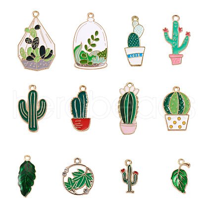 Kissitty 48Pcs 12 Style Alloy Enamel Pendants ENAM-KS0001-07-1