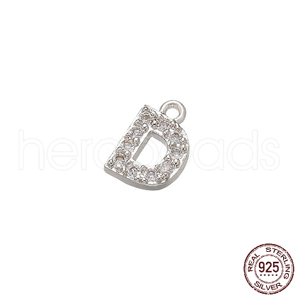 Real Platinum Plated Rhodium Plated 925 Sterling Silver Micro Pave Clear Cubic Zirconia Charms STER-P054-10P-D-1