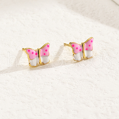 Elegant Brass Butterfly Stud Earrings EJ7103-1