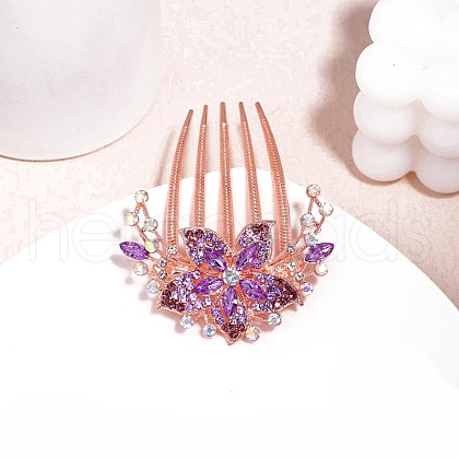 Alloy Rhinestone Hair Combs PW-WGA76E6-04-1